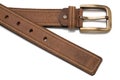 Tip and Buckle of Light Brown Faux Leather Belt