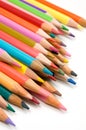 Tip of Colored Crayons on White Background