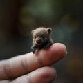 on the tip of a finger sits a tiny animal on blur background generative AI Royalty Free Stock Photo