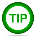 Tip green round button help and suggestion concept