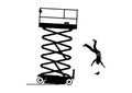 Scissor lift tip-over risk. Royalty Free Stock Photo