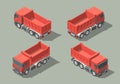 Tip truck isometric icon vector graphic illustration design. infografic Royalty Free Stock Photo