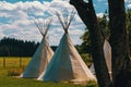 Teepee conical tent made from animal skins