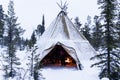 Tipi in Lapland in Winter