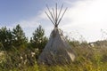 Tent tipi in the autumn landscape Royalty Free Stock Photo