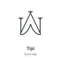 Tipi outline vector icon. Thin line black tipi icon, flat vector simple element illustration from editable stone age concept Royalty Free Stock Photo