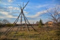 Tipi Tent Indian Summer Sunshine Shaman Prairie Royalty Free Stock Photo