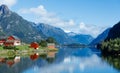 Tipical red fishing houses. Norway