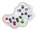 Tipiracil cancer drug molecule (thymidine phosphorylase inhibitor). Atoms are represented as spheres with conventional color