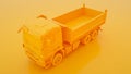 Tipper Dump Truck isolated on yellow background. 3d illustration Royalty Free Stock Photo