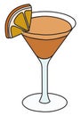 Tipperary classic New Era cocktail in specific glass. Irish Whiskey, Aperol and Vermouth based drink decorated with a