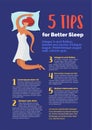 5 tips for better sleep banner vector template