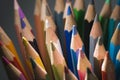 Tips of colored pencils vertical