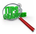 Tips and Gratuities 3d Words Magnifying Glass Extra Money Great