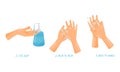 Tips of How to Wash Hands Properly with Illustrated Hands Actions Vector Set Royalty Free Stock Photo