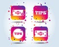 Tips icons. Cash with coin money symbol. Royalty Free Stock Photo