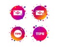 Tips icons. Cash with coin money symbol. Vector Royalty Free Stock Photo