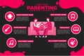 Tips for parenting during covid19 infographic, mental health tips to reduce stress, vector illustration