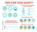 Tips for tick safety infographic. How to protect skin Royalty Free Stock Photo