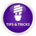 Tips and tricks (bulb icon) premium purple round button Royalty Free Stock Photo