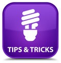 Tips and tricks (bulb icon) special purple square button Royalty Free Stock Photo