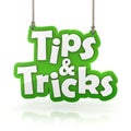 Tips and Tricks green text icon hanging isolated on white