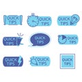 Tips tricks, helpful tricks, tooltip, hint for website. Set of quick tips solution, helpful advice, text shapes. Vector icon of