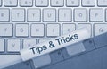 Tips & tricks - Inscription on Blue Keyboard Key Royalty Free Stock Photo