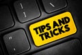 Tips And Tricks text button on keyboard, concept background Royalty Free Stock Photo