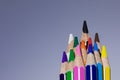 tips of vitical stack of clour pencil Royalty Free Stock Photo
