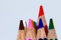 tips of vitical stack of clour pencil with red leading Royalty Free Stock Photo