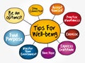 Tips for wellbeing mind map flowchart