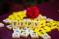 TIPS, word formed by letter pieces