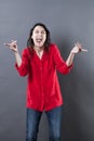 Tipsy woman dancing with alcohol after-effects Royalty Free Stock Photo