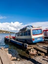 Tiquina, Bolivia - December 7, 2011: Crossing a little strait at Tiquina