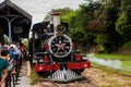 TIRADENTES ,BRAZIL: Retro train Old May Smoke in Tiradentes ,a touristic Colonial Unesco World Heritage city in Minas Gerais, Royalty Free Stock Photo