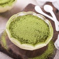 Tiramisu cake with green matcha tea Royalty Free Stock Photo