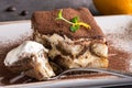 Tiramisu Cake Homemade Dessert with Mascarpone Cheese and Espresso Coffee Royalty Free Stock Photo