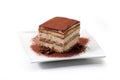 Tiramisu - coffee-flavoured Italian dessert. It is made of ladyfingers savoiardi dipped in coffee