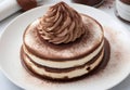 Tiramisu 3d illustration. AI generated