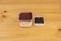 Tiramisu Dessert in Clear Plastic Takeout Container with Berry Flavored