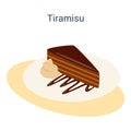 Tiramisu dessert. Delicious cake, sweet slice of restaurant bakery. Royalty Free Stock Photo