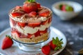 Tiramisu dessert with strawberries