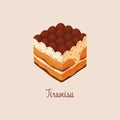 Tiramisu dessert vector illustration