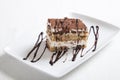 Tiramisu dessert on white plate Royalty Free Stock Photo