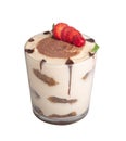 Tiramisu in a glass isolated on a white background