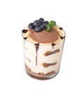 Tiramisu in a glass isolated on a white background