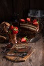 Tiramisu with strawberries Royalty Free Stock Photo