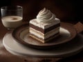 Tiramisu topped with a creamy blend of mascarpone, sugar, vanilla