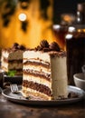 Tiramisu topped with a creamy blend of mascarpone, sugar, vanilla